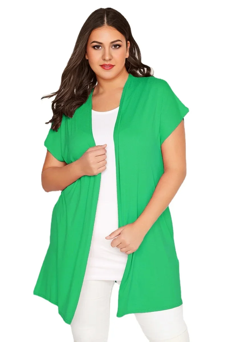 

Womens Short Sleeve Plus Size Summer Casual Cardigans Long Loose Open Front Large Size Elegant Green Kimono 4XL 5XL 6XL 7XL 8XL