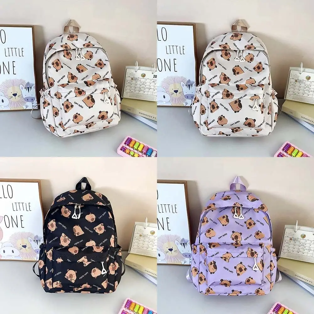 

Funny Kawaii Cartoon Capybara Backpack Large Capacity Nylon Capybara School Bag Multifunctional Lightweight Laptop Bag