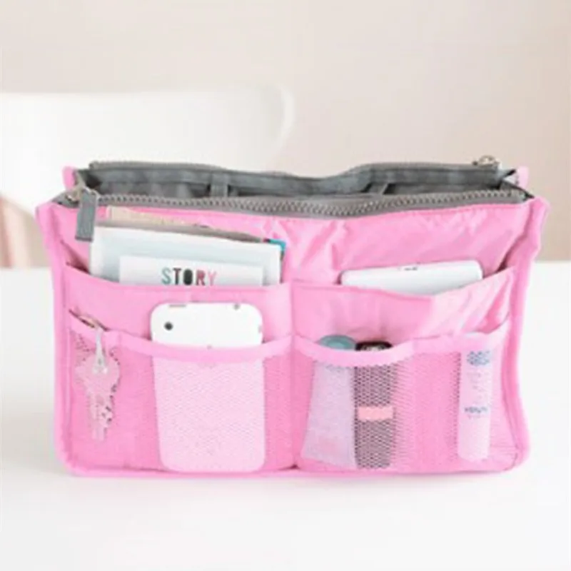 Organizer Insert Bag donna Nylon Travel Insert Organizer Handbag Large Liner Lady Makeup Cosmetic Bag Tote Bathing Bag femminile