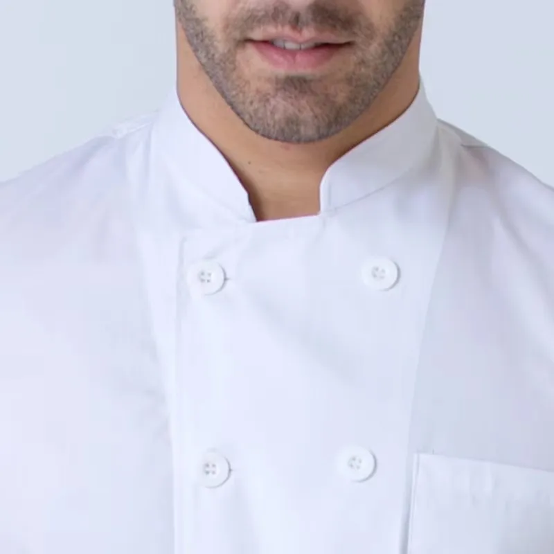 Uniforme de Chef de manga corta para verano, camisa de Chef de red transpirable, uniforme blanco de Chef fresco de malla especial, ropa de trabajo barata para camarero 2023
