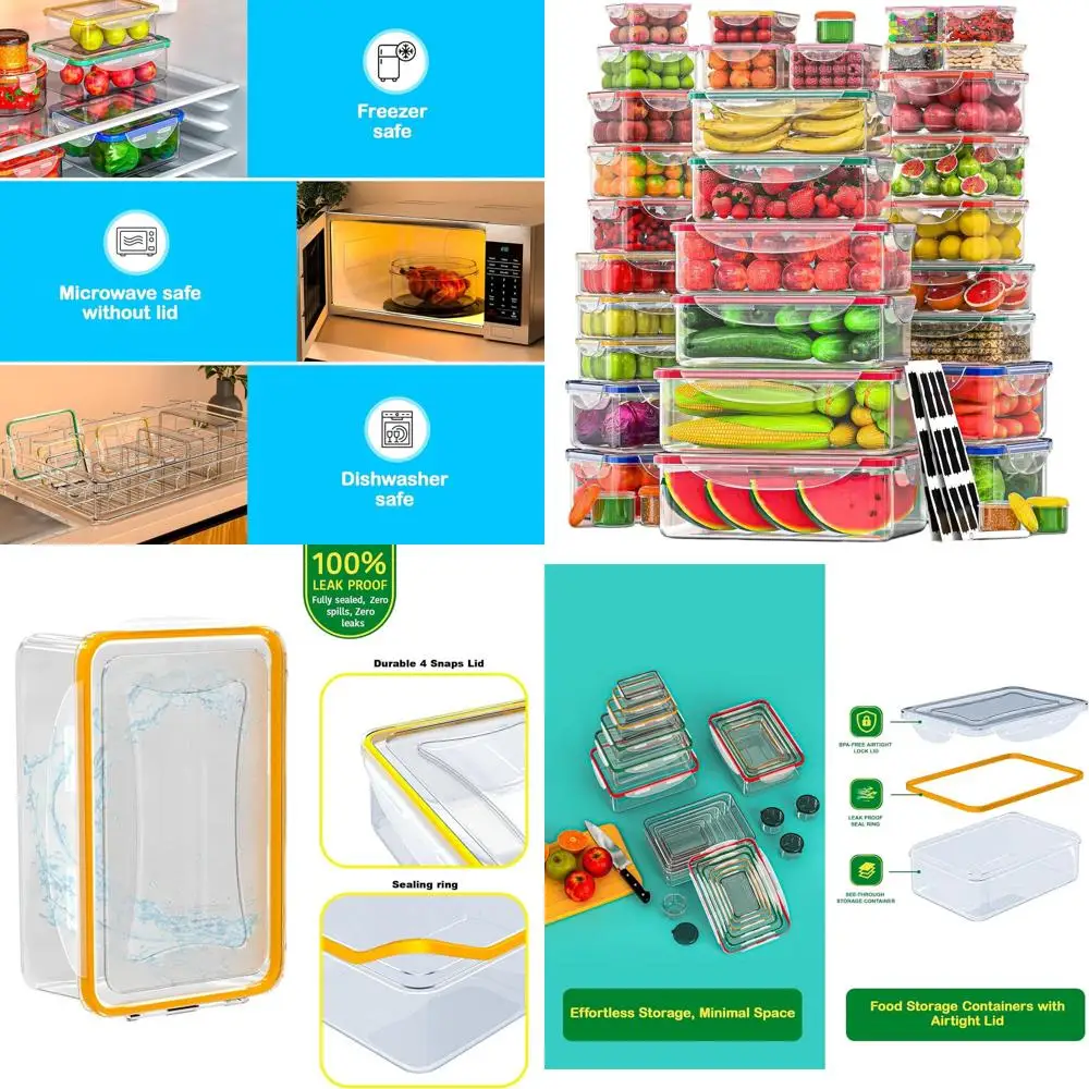 

Airtight Stackable Food Storage Boxes Set - 35 Containers with Lids, 22812 ML, BPA-Free, Leak-Proof, Microwave Safe