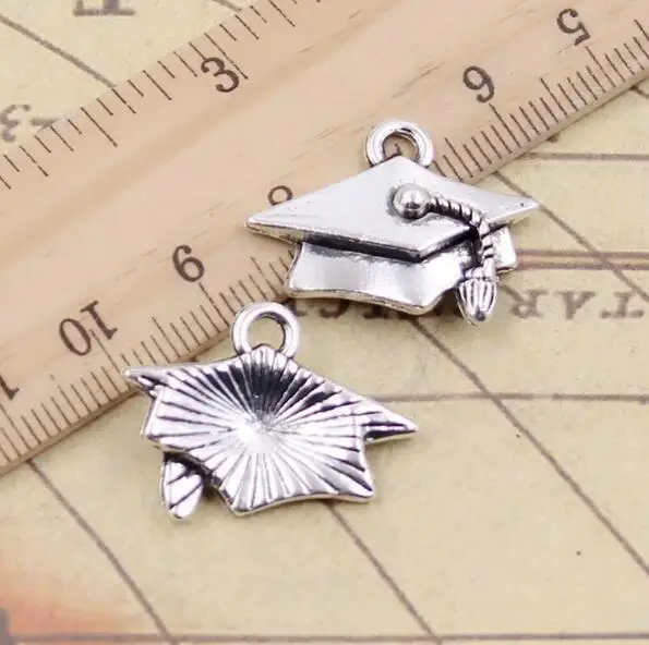 

12pcs 20x25mm Tibetan Silver Charms Graduation Bachelor Cap Pendant EF3607