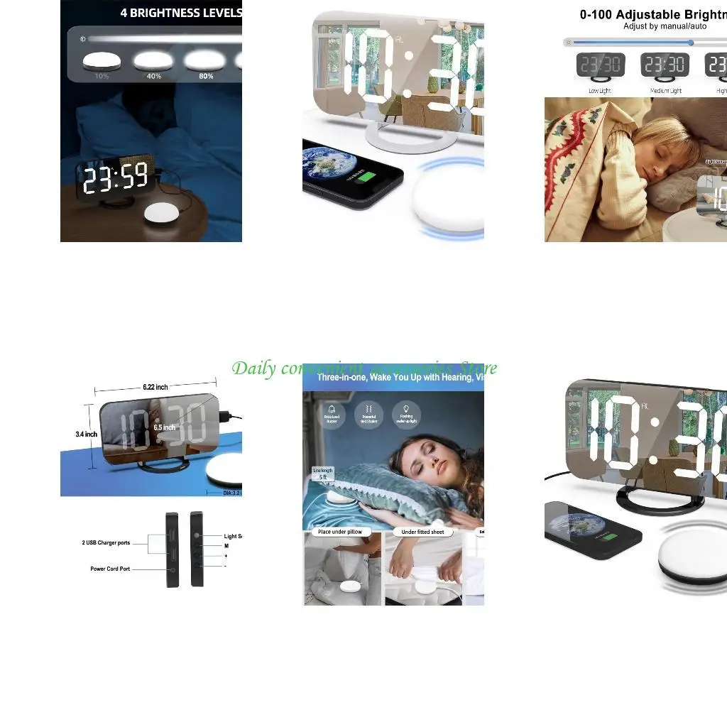 

97QB Портативный ночник для пробуждения с вибрирующим будильником-шейкером с естественным звуком
