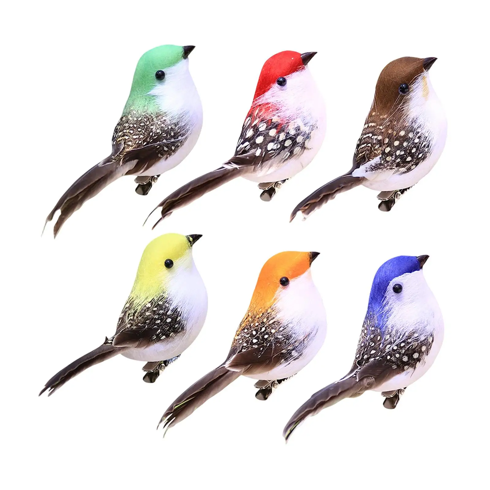 Artificial Birds Clip on Realistic Foam Feather Bird Figures Decorative Birds for Outdoor Garden Wreaths Party Tree Decor