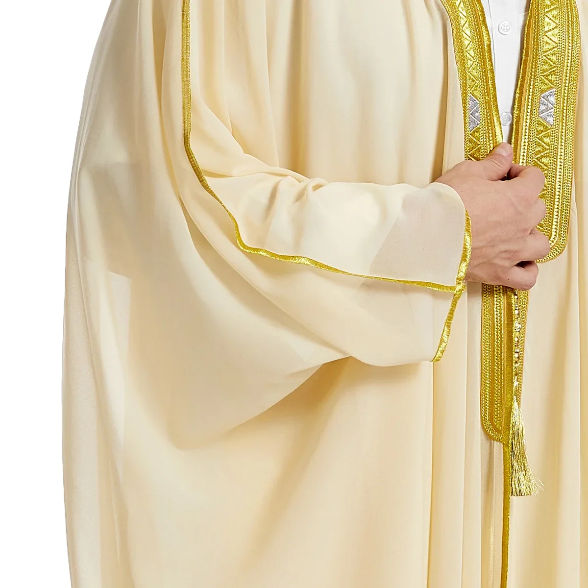 Jubba-Robe longue en mousseline de soie pour hommes, manches chauve-souris, caftan arabe, Abaya ouverte, Dubaï, Eid, Turquie, vêtements musulmans