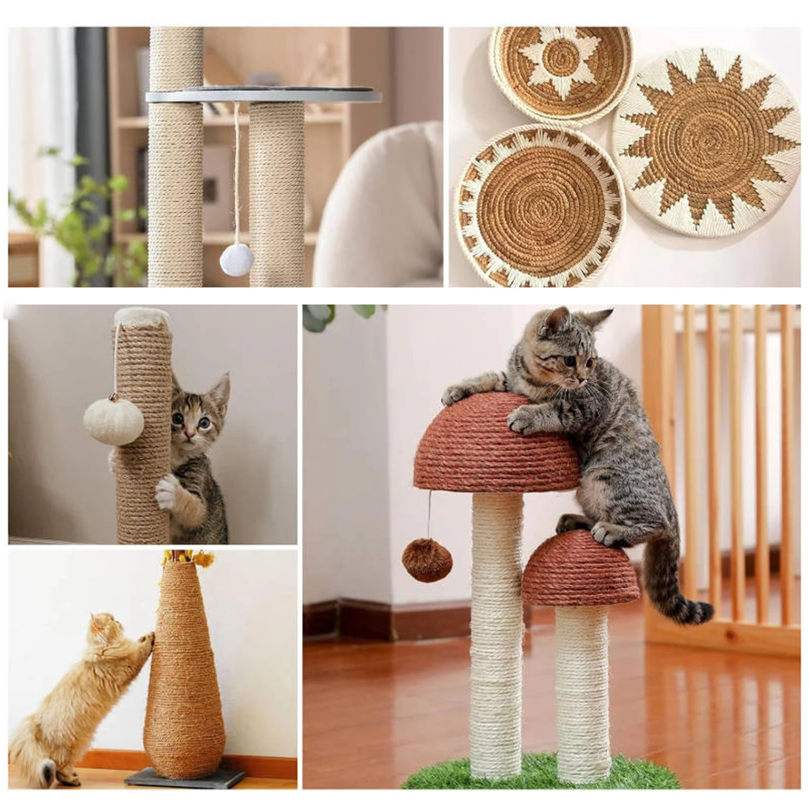 Cat Sisal Ropes DIY Hemp Twine Repair Cat Scratcher Kittens Shelves Replacement Rope For Home Furniture Window Cat Tree Towers