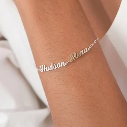 Personalized Bracelet Women Custom Name Bracelet Rose Stainless Steel Hand Chain Bracelet Cute Birthday Souvenir Gifts for Wife