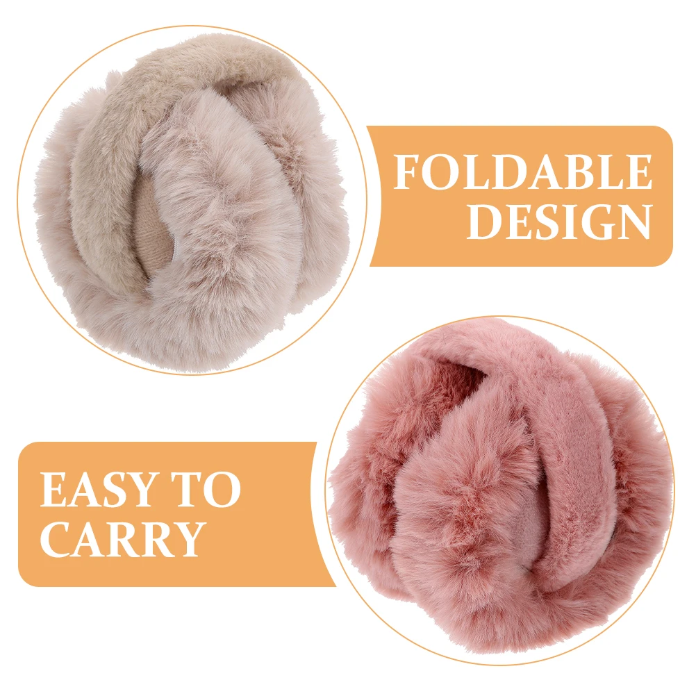 2 pçs mulheres earmuffs dobrável earmuff peludo novo earmuff orelha mais quente ao ar livre protetor de ouvido para mulheres crianças esqui homens ao ar livre inverno