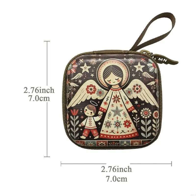 حقيبة عملات مربعة عملية ذات طابع كرتوني، مقصورة آمنة بسحابات، مقاومة للاهتراء، حجم صغير للحمل اليومي و20CA #6