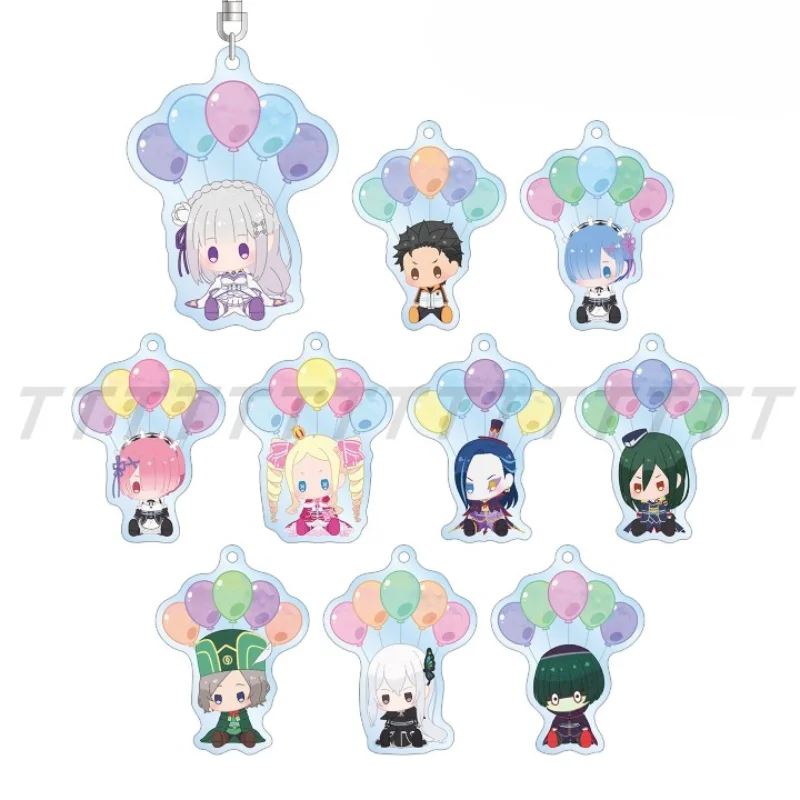 Game Emiria Echidna Frederica Rem Emilia Beatrice Keychain Doll Anime Acrylic Keyring Pendant for Gift