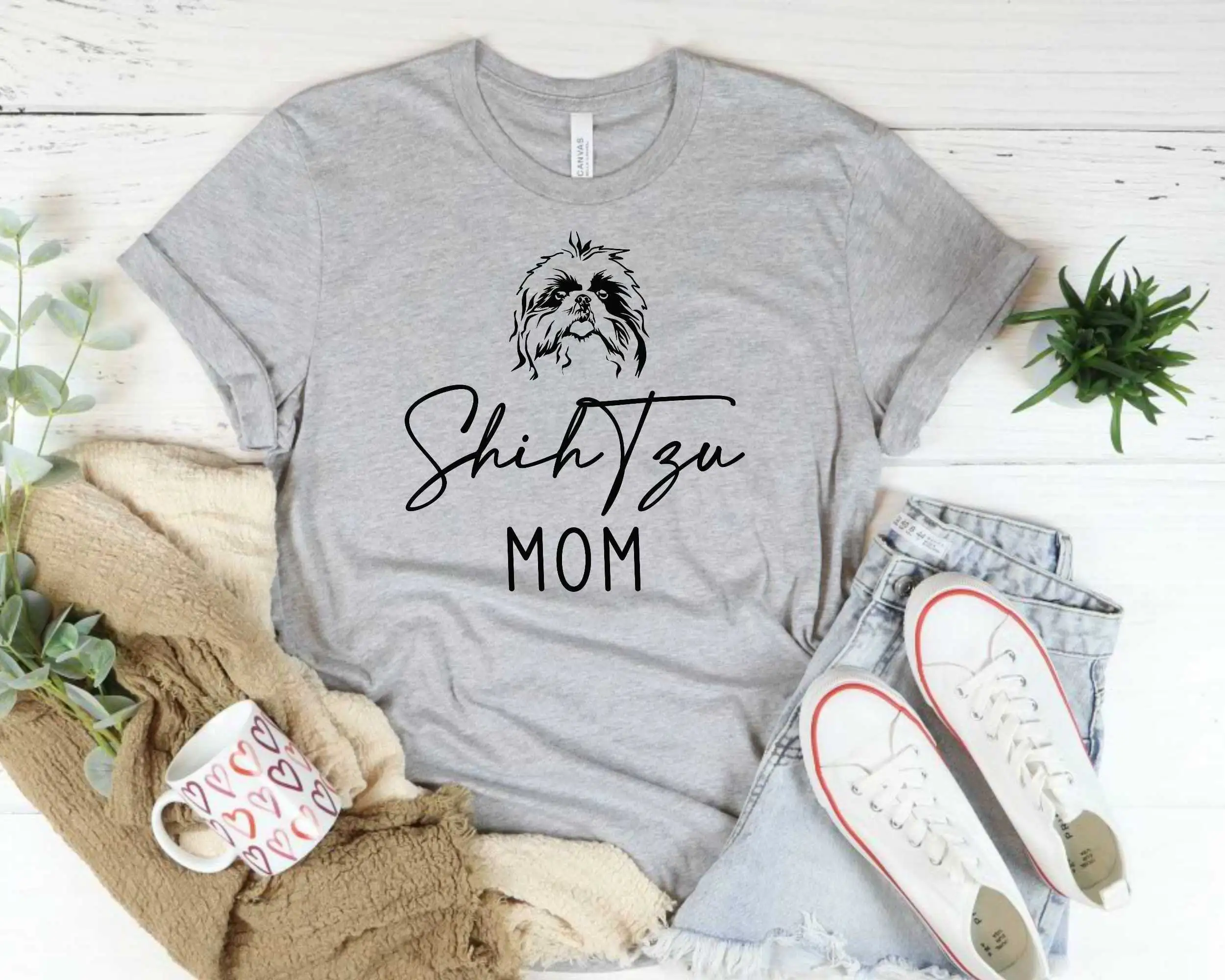 Shih Tzu Mom T Shirt Or Long Sleeve For Dog Owner Women