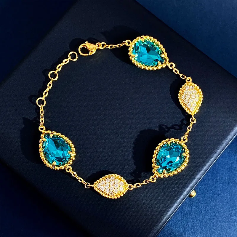 High Quality 9 Color Crystal Style Single And More Water Drop Bracelet For Women Brand Jewelry Gift