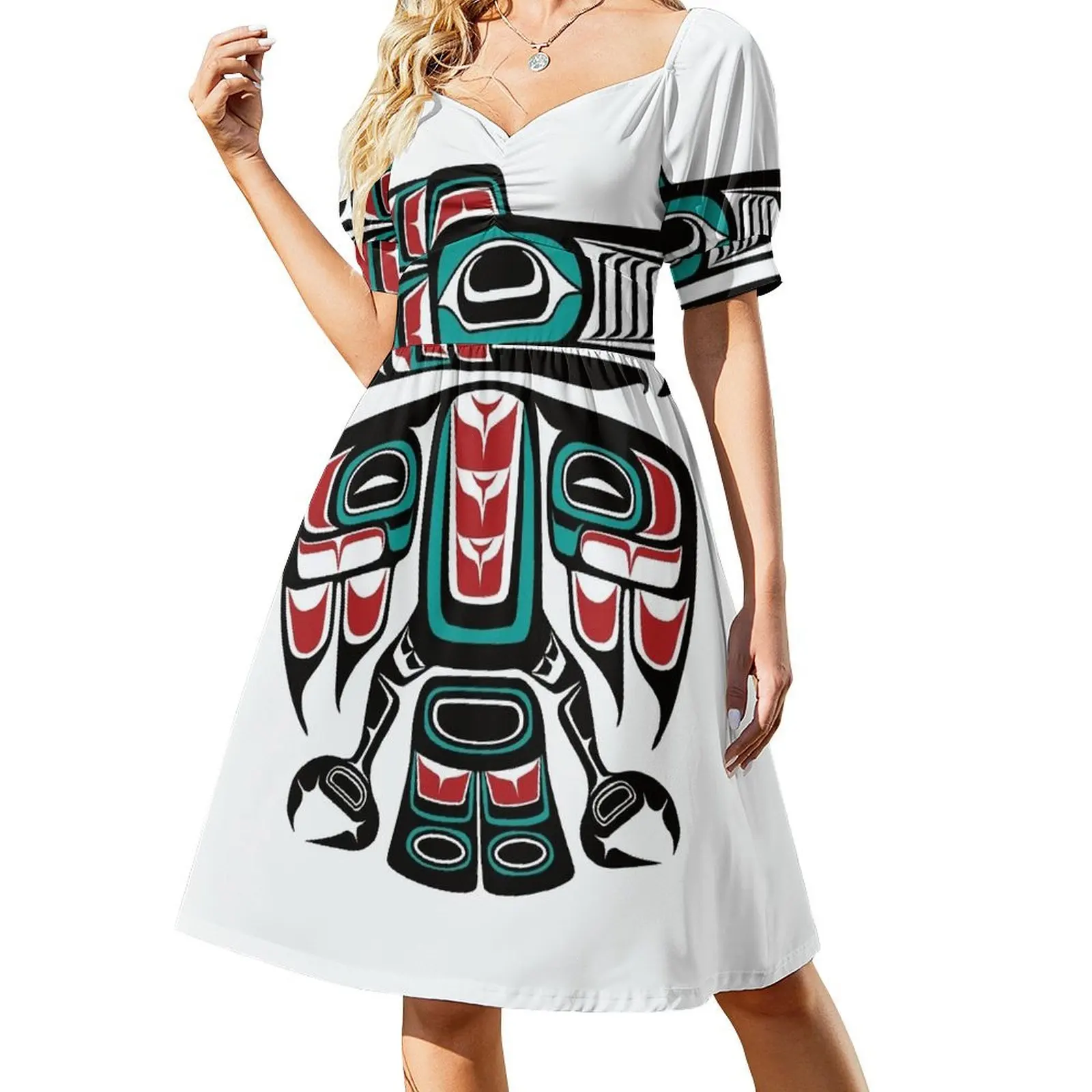 

Haida Tlingit Native Raven Totem Short Sleeved Dress dresses for prom ladies dresses for special occasions Dress