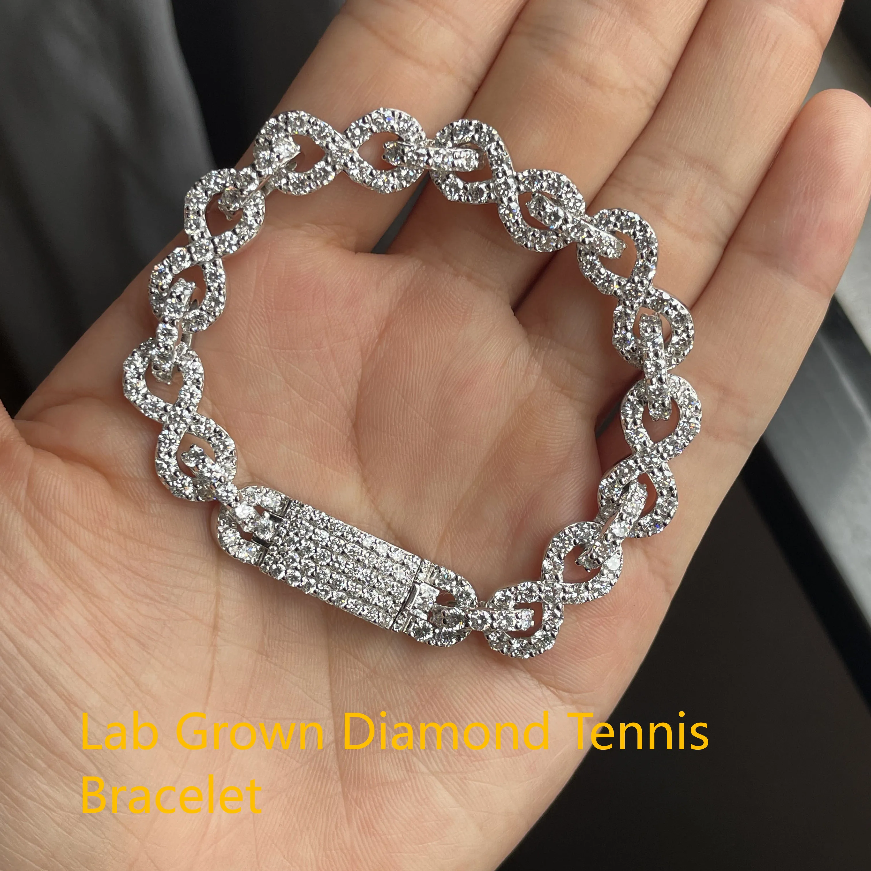 

11.5CTW Round Cut VVS-VS DEF 10K White Gold Beautiful Diamond Tennis Bracelet For Lady Hight Quality Jewelry