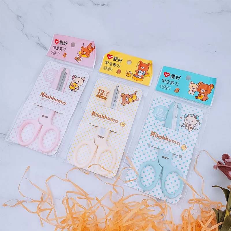 1PC AIHAO SS007 Rilakkuma School Scissors Cute Kawaii DIY Diary Decorating Scissor Hand Craft Paper Kids Student Stationery