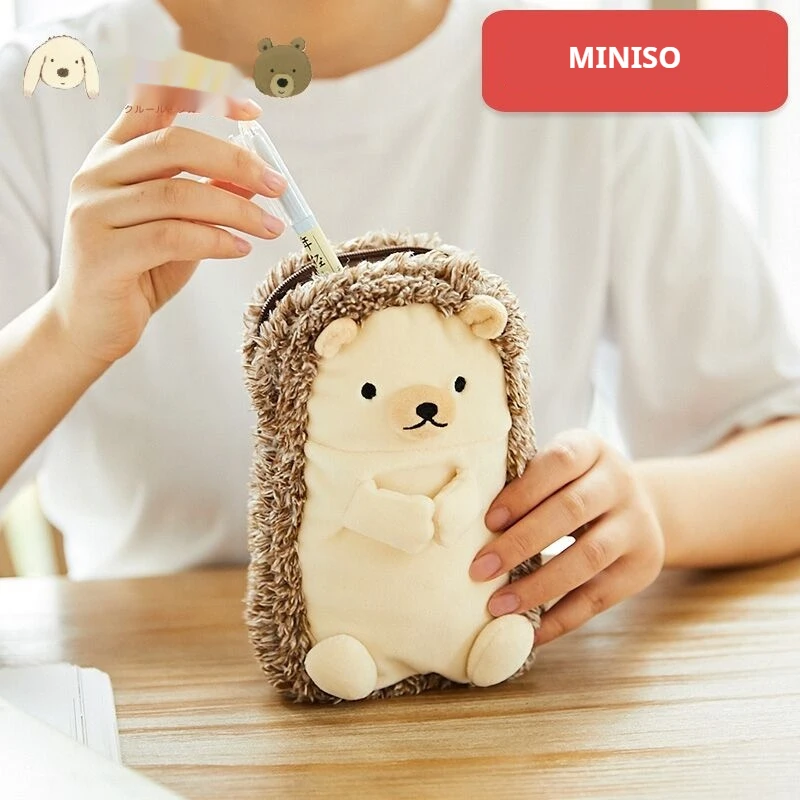 MINISO плюшевый пенал с ленивцем, японский чехол для ручки, милая коробка для канцелярских принадлежностей, пенал для девочек, косметичка, сумка для мобильного телефона, Рождество