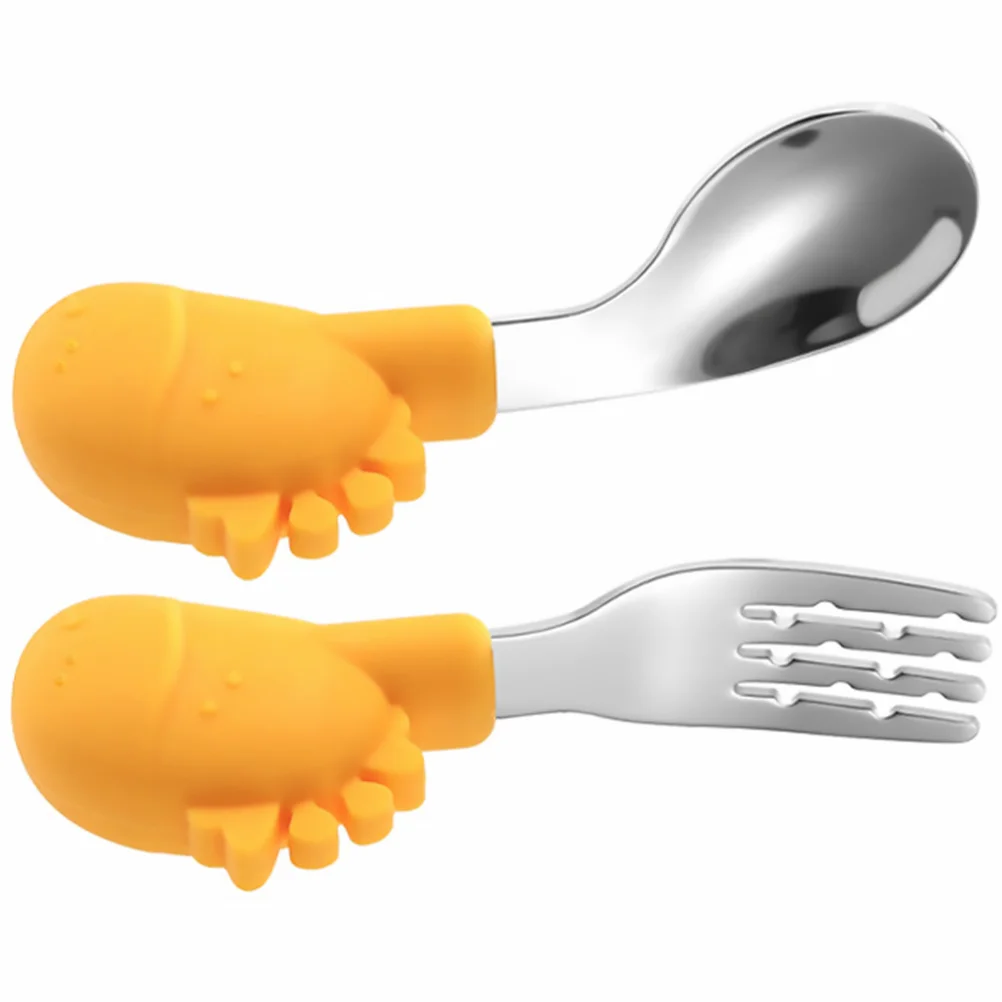 Food Supplement Spoon and Fork Baby Feeding Utensils Feeder Toddler Spoons Self Essential Lovely Forks Short Handle