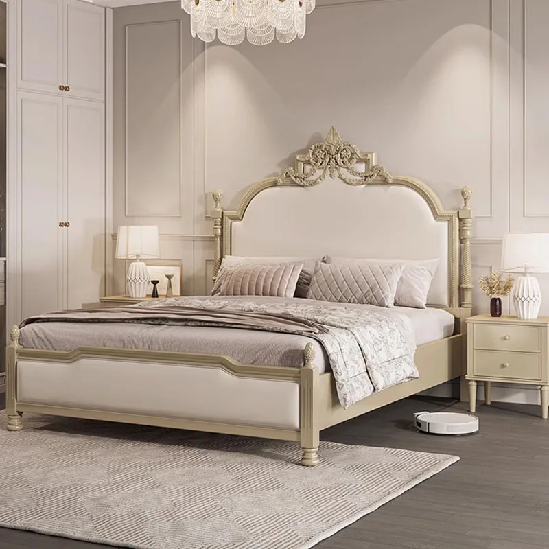 

Queen European Double Bed Royal High End Headboard Frame Double Bed Modern Sleeping Letti Matrimoniali Bedroom Furniture