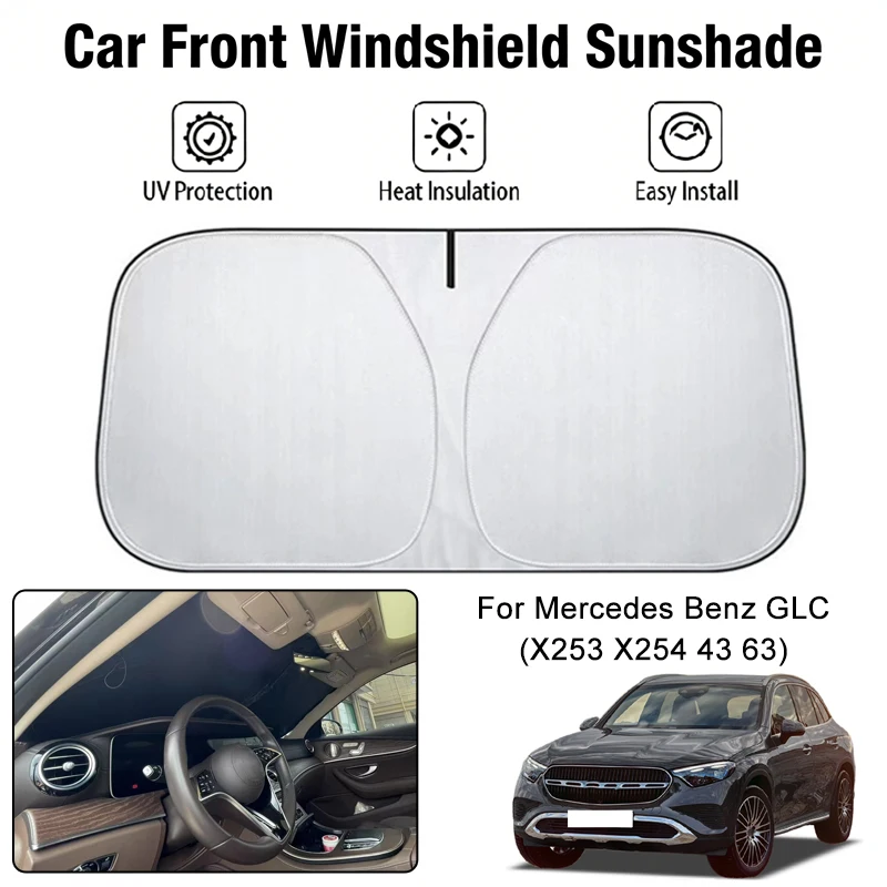 

Солнцезащитный чехол на лобовое стекло автомобиля для Mercedes Benz GLC X253 X254 43 63, УФ-защита, теплоизоляция, автомобильный аксессуар