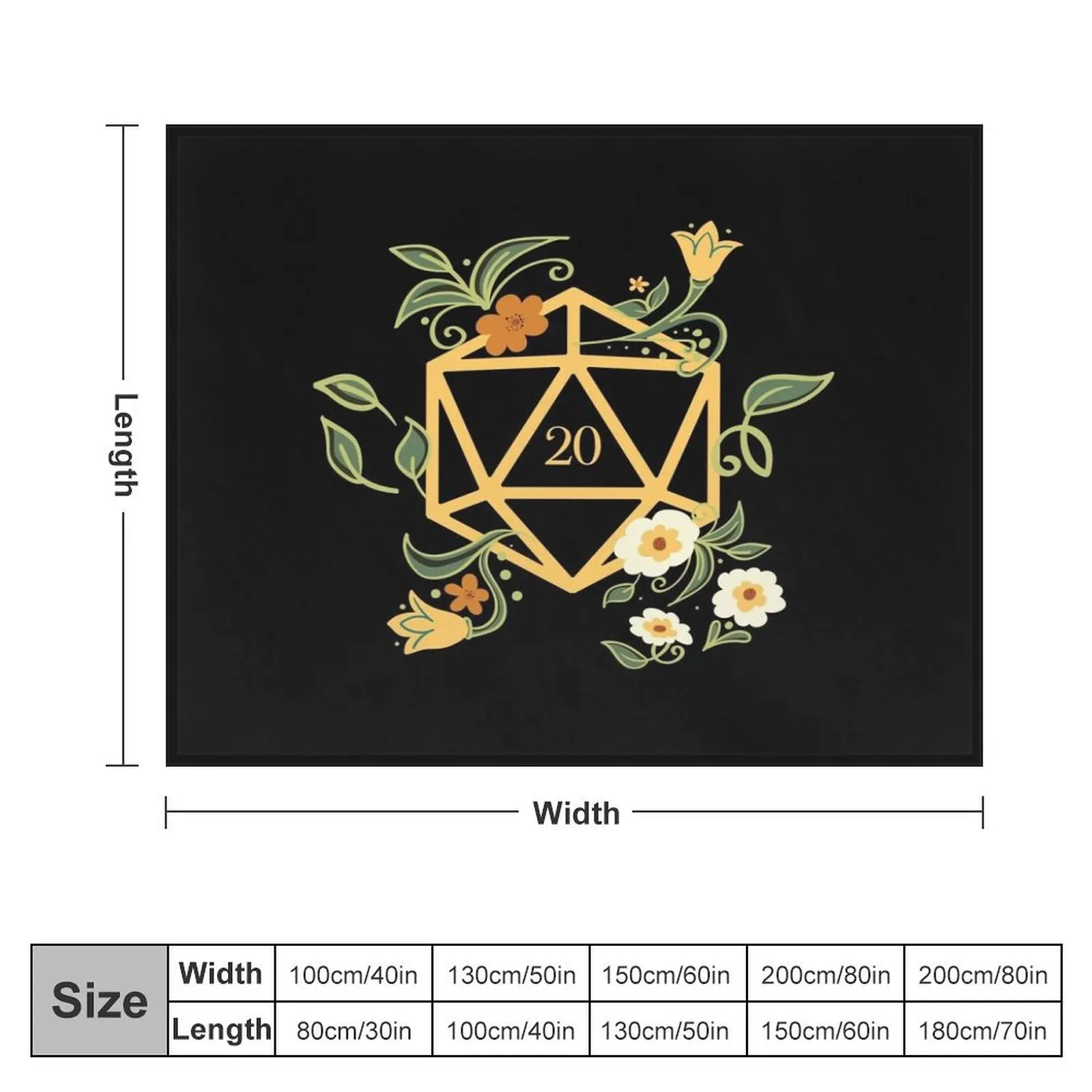 Plant Lovers Polyhedral D20 Dice Tabletop RPG Throw Blanket Moving Thermals For Travel Extra Large Throw Blankets