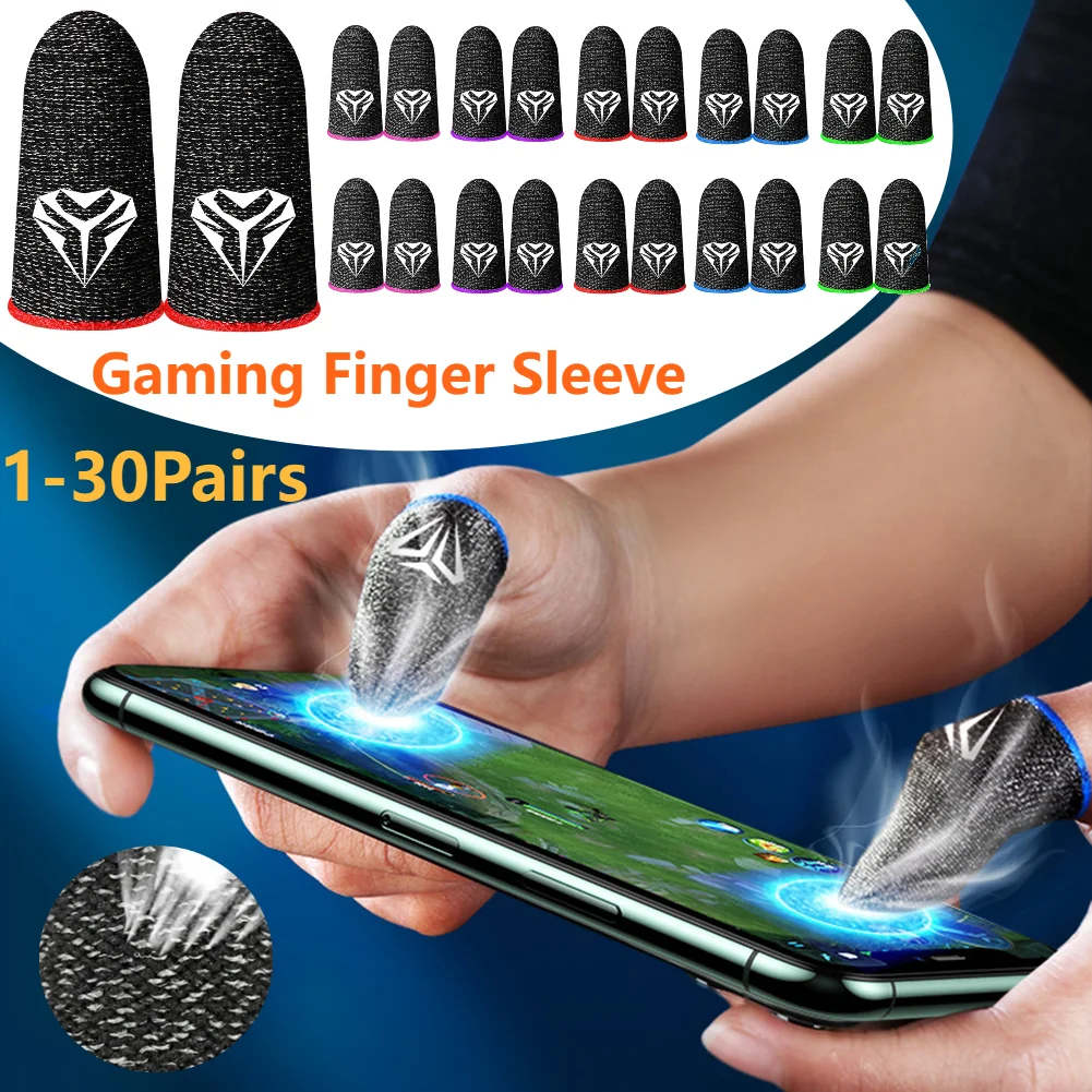 1-30 คู่ GAMING นิ้วมือสําหรับ PUBG Breathable Sweatproof Anti-SLIP ปลายนิ้วฝาครอบ Thumb ถุงมือหน้าจอสัมผัส Finger COTS