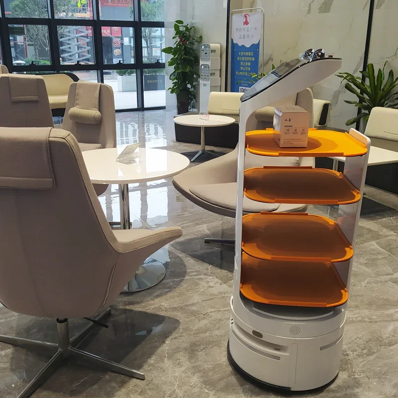 New Arrival Multi-functional Meals Waiter Robot Deliver Goods Robotic Food Delivery Service Robot Spare Parts Ordinary Product