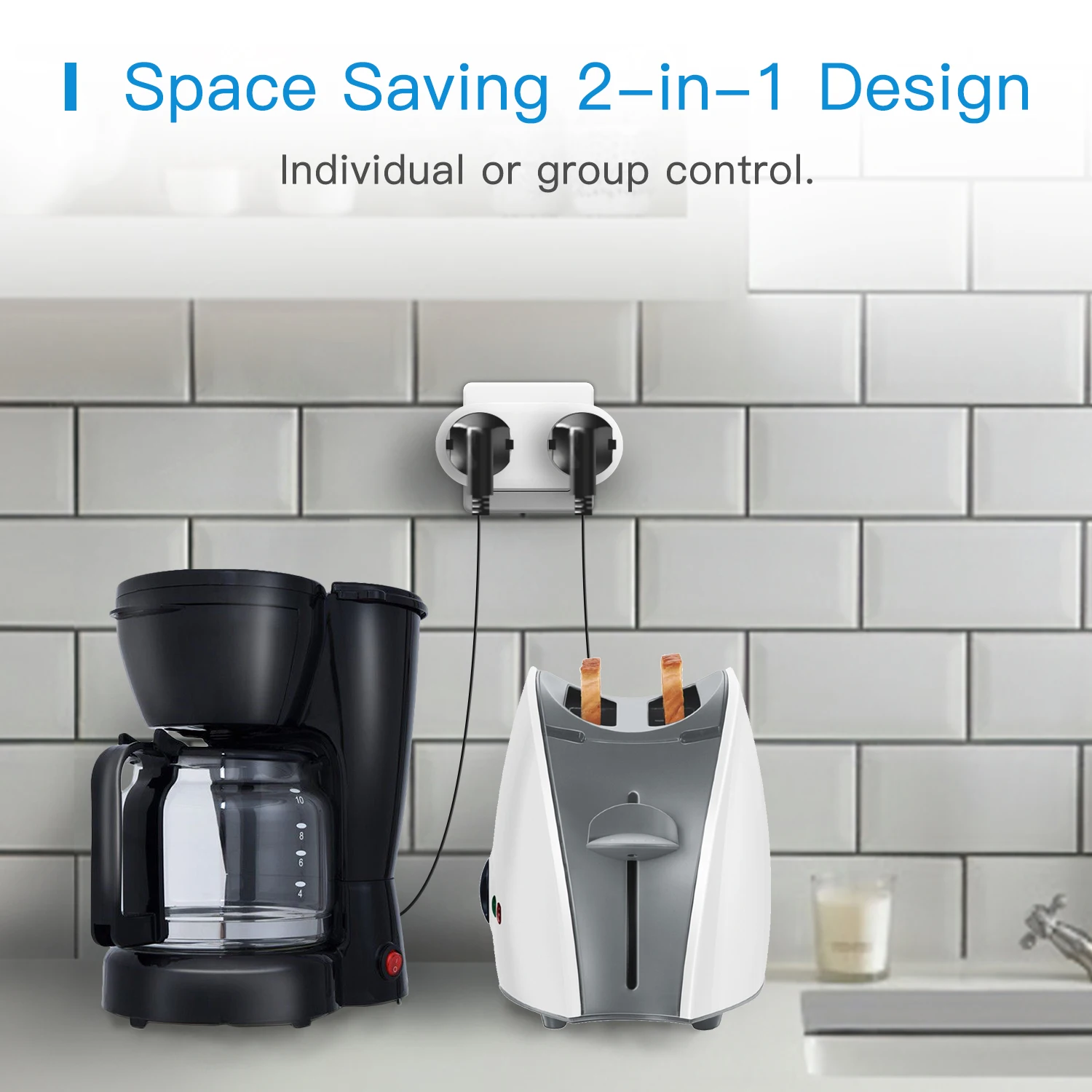 Meross Homekit WiFi Dual Buchse EU Stecker 2 in 1 Schalter App Fernbedienung Timing Stimme Steuerung Unterstützung Alexa Google Hause smartThings