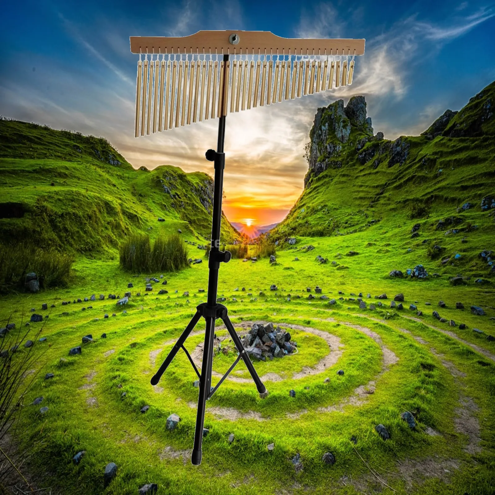 

36 Bar Chimes Musical Instrument Wind Chime Quality Percussion Instrument with Height Adjustable Stand for Birthday
