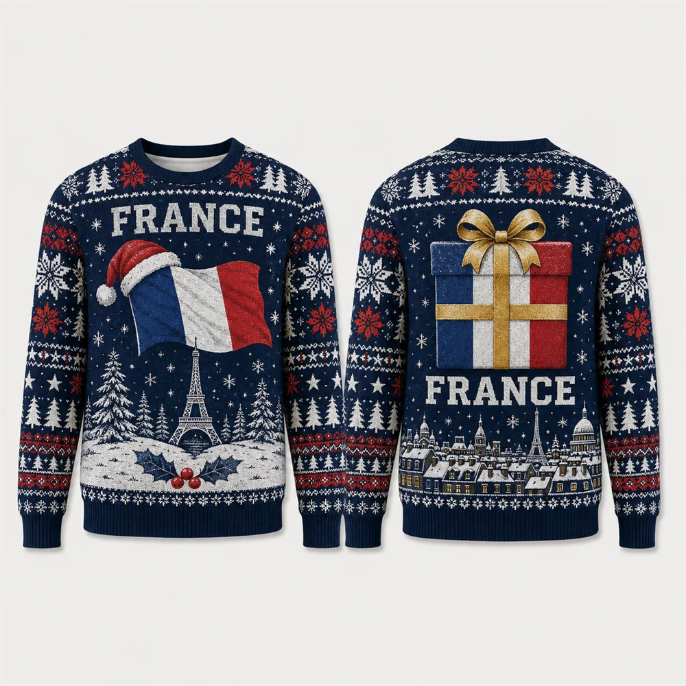3D Print National Flag Design Christmas Sweatshirt Unisex Spain Germany France UK Flag Pattern Xmas Ugly Sweater Fashion Holiday