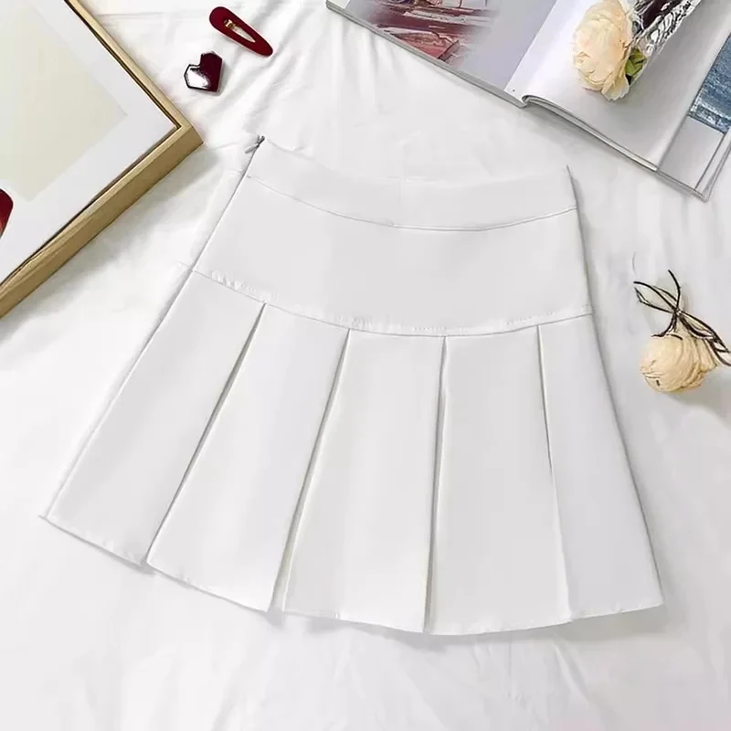 Grey High Waist Pleated Short Skirt Women's Fashion Slimming Versatile Anti-Light A-Line Skirt Spring Autumn New Arrival