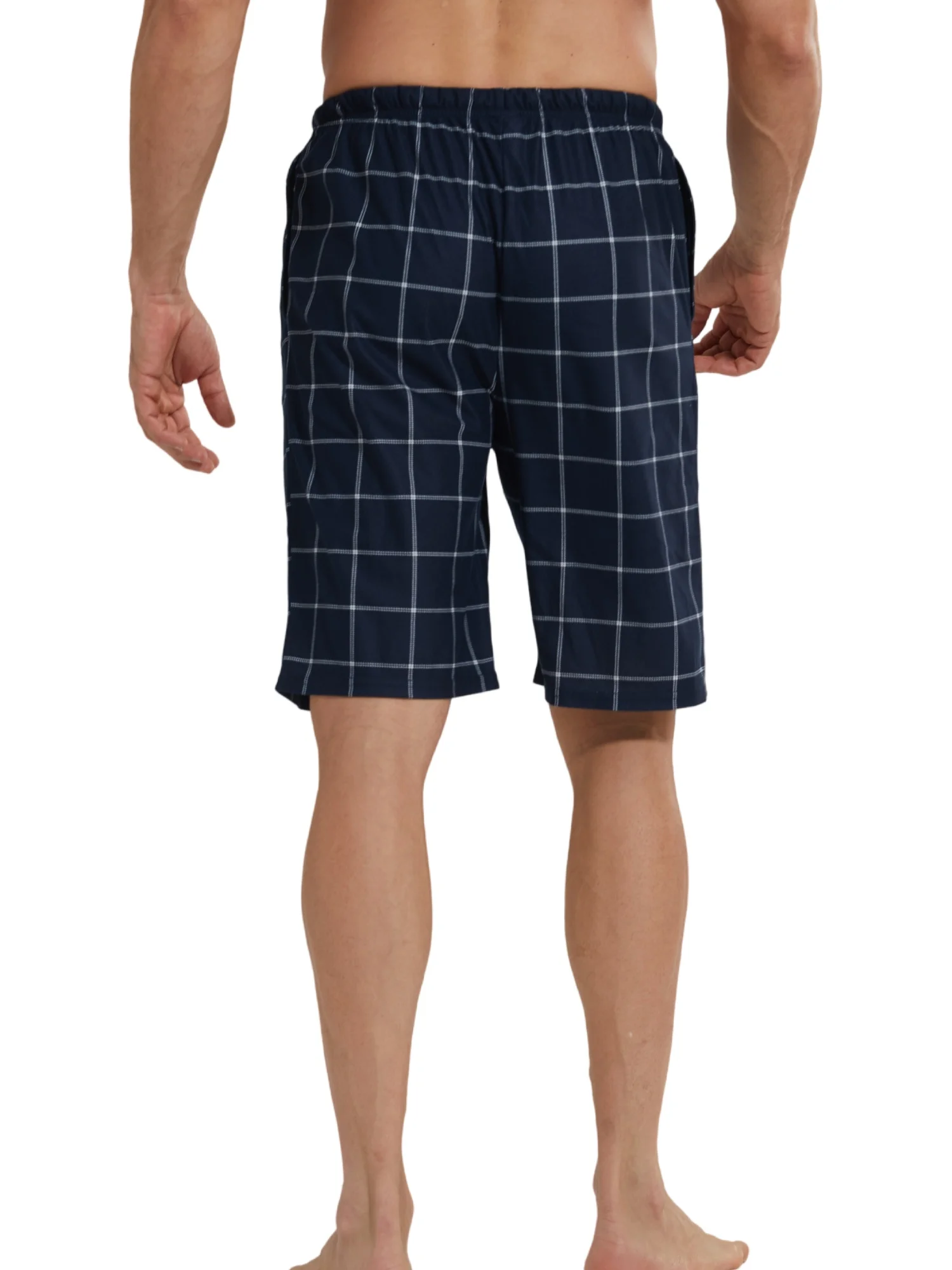 Men's Pajama Bottoms Summer Lounge Plaid Sleep Shorts Soft Comfortable Breathable Pajamas Shorts with Pockets