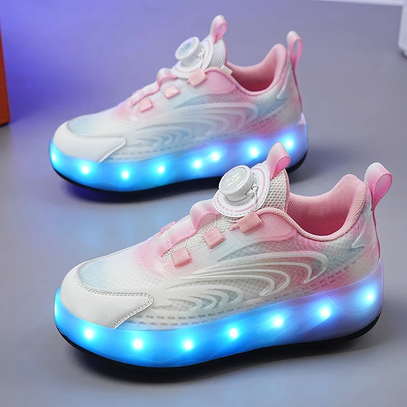 

2025 Новые кроссовки на двух колесах: крутые многолегкие коньки для мальчиков, туфли на колесиках для девочек для студентов