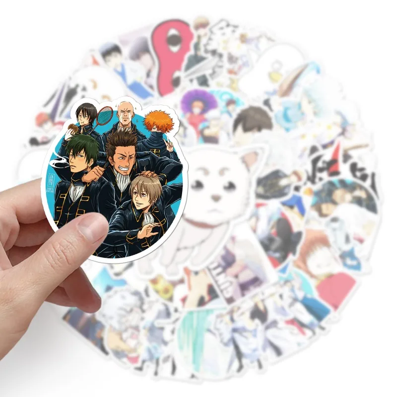 50pcs Gintama Cartoon Graffiti Stickers Waterproof Decorative Water Cup Laptop Luggage Desktop Stationery Skateboard Stickers