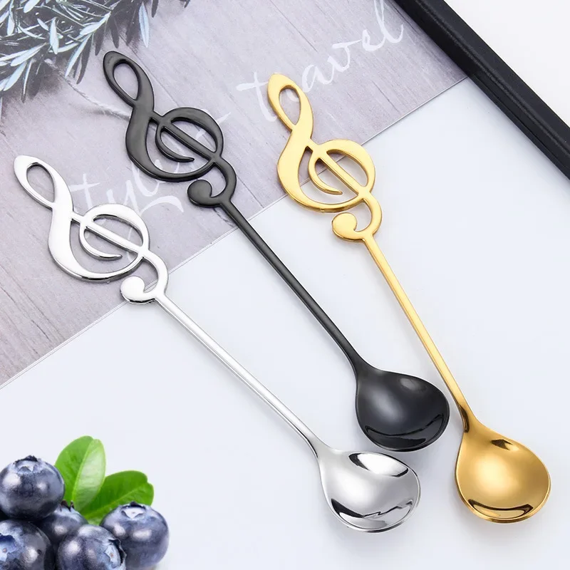 Stainless Steel Musical Note Spoon Creative Coffee Spoon Ice Cream Teaspoon Stirring Spoon Dessert Spoon Home Accessories