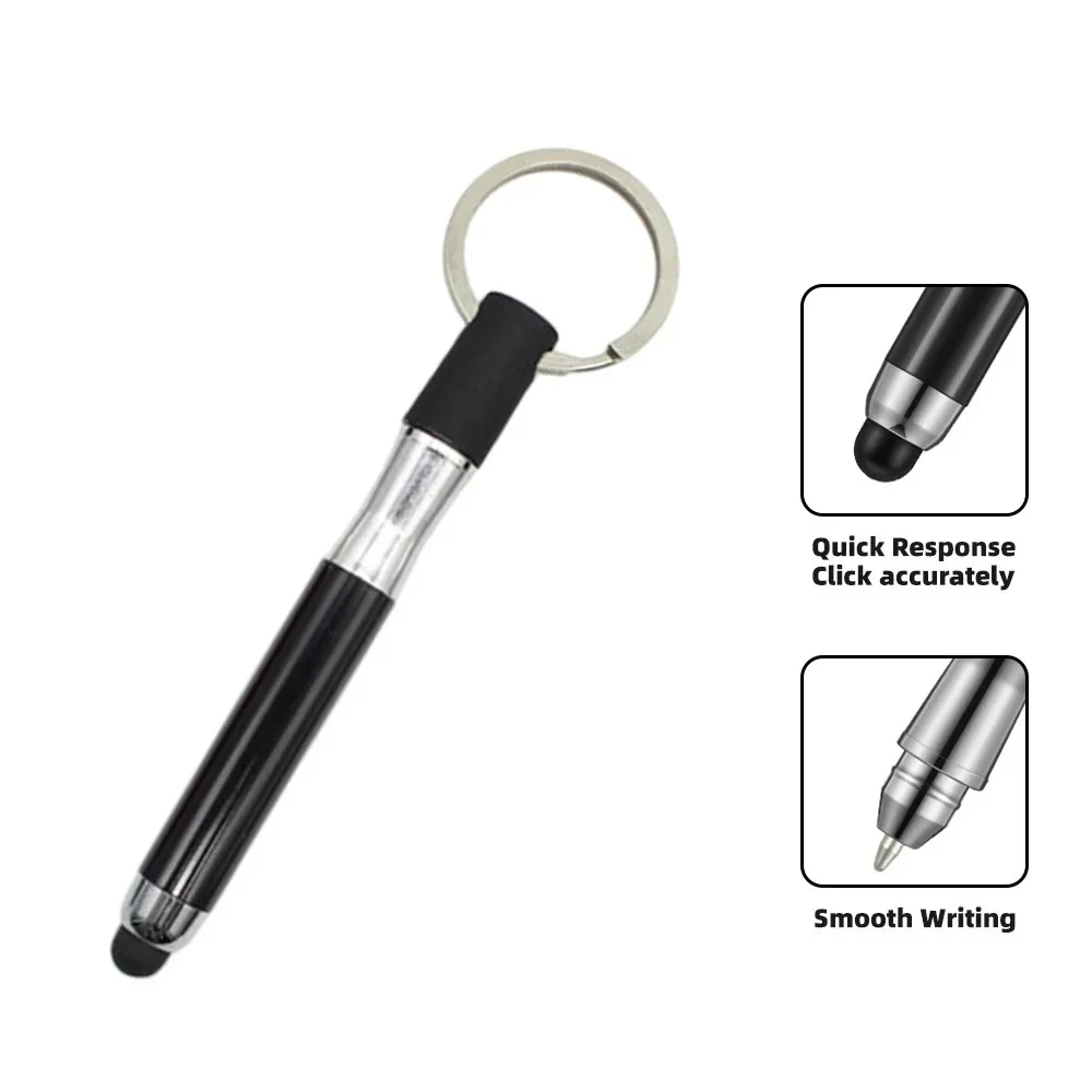 2 in 1 Portable Multifunction Stylus Pen Mini Capacitive Pens With Keyring Loop Soft Tip Inputpen Phone Tablet Screen Touch Pen
