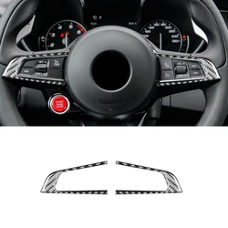 For Alfa Romeo Giulia 2015-2023 Carbon Fiber Car Steering Wheel Button Cover Trim Sticker Interior Accessories