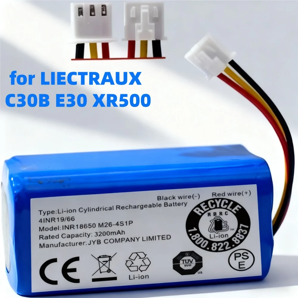 Replacement Batteries 14.4V 3200mAh Compatible for LIECTRAUX ，C30B E30 XR500，Robotic Vacuum Cleaner Replacement Batteries Part