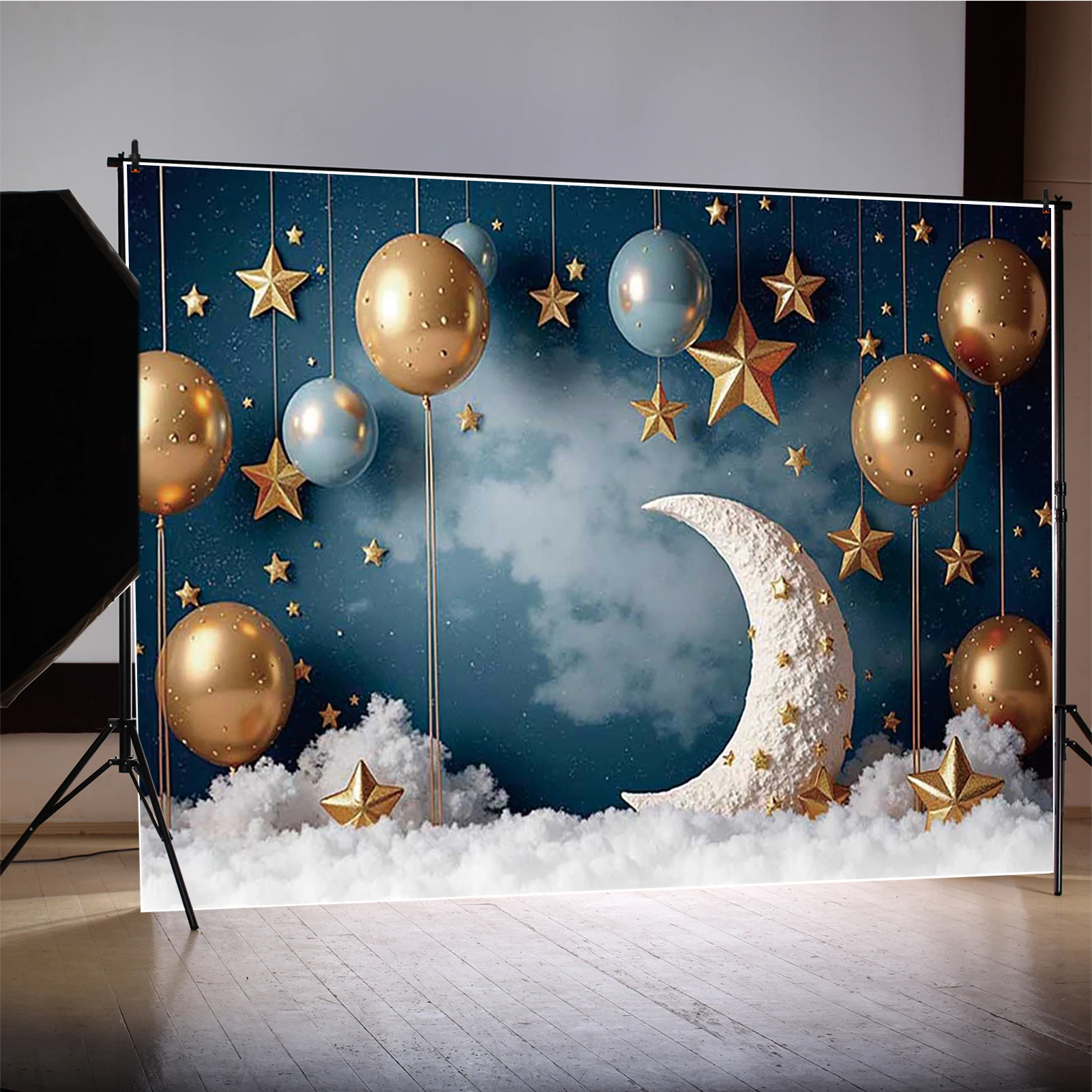 MOON.QG 소녀 소년 생일 파티 장식 배경 테디 베어 풍선 벽 사진 배경 소품 베이비 샤워 Photozone