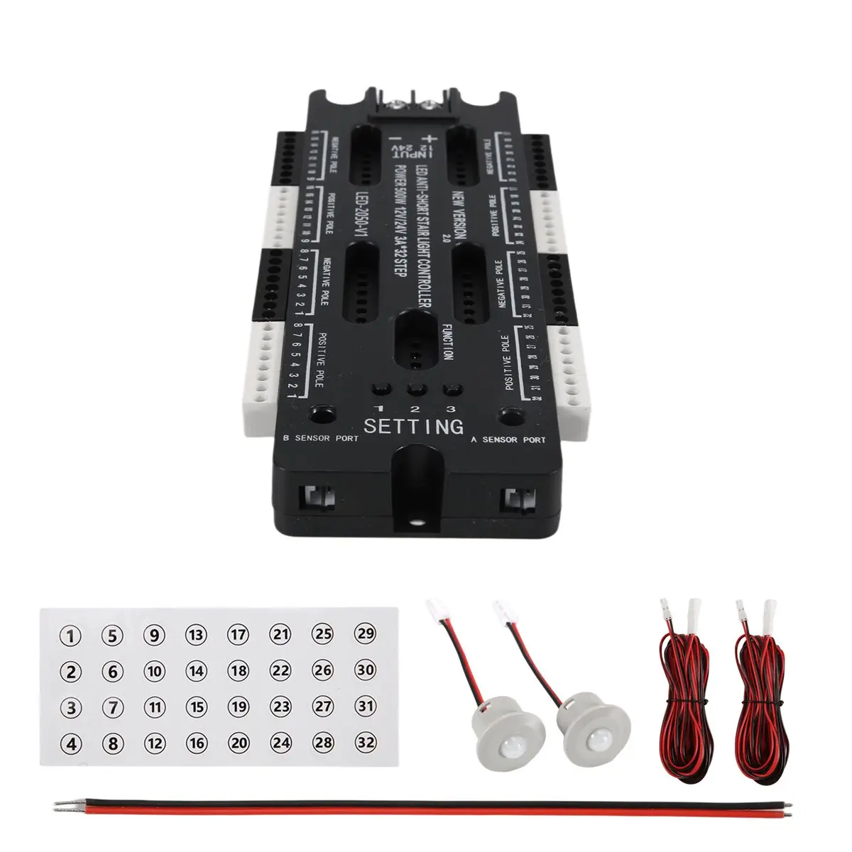 DT82 New For Stairs Flexible Strip Indoor LED Motion Sensor 32 Channels Adjustable Brightness DC 12V 24V Stair Light Controller
