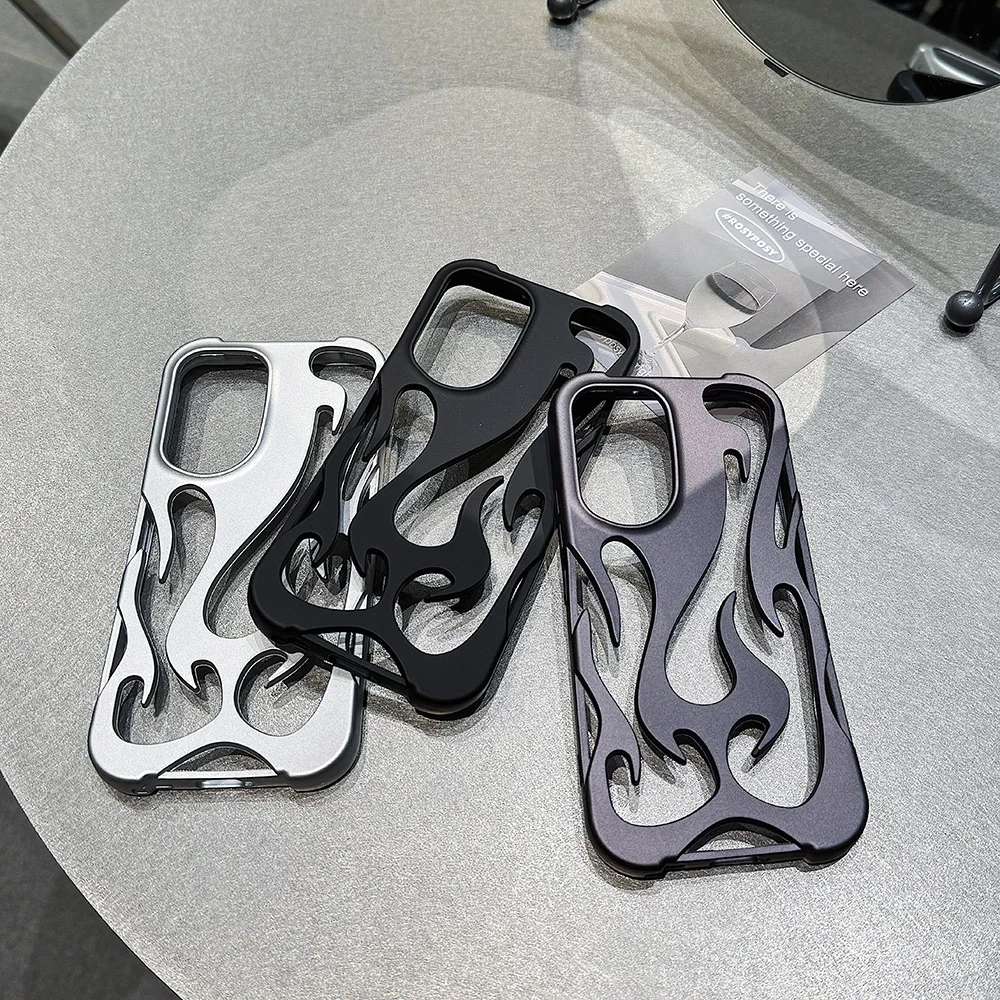 3D Flame Pattern Phone Case For Samsung S25 Ultra S24 Plus S23 S22 A56 A36 A26 A55 5G A54 A16 A15 A14 A06 Hollow Slim Soft Cover