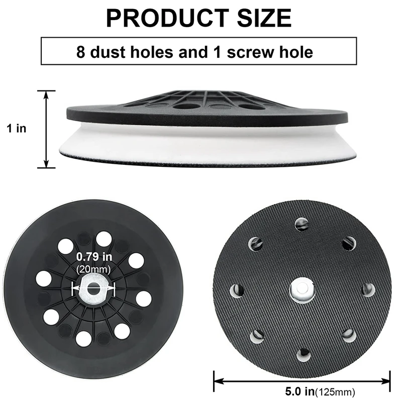 Sanding Pad Replacement D125 (5-Inch), Soft, 8 Holes, Compatible With Festool ETS EC 125, LEX 125 EQ Sande