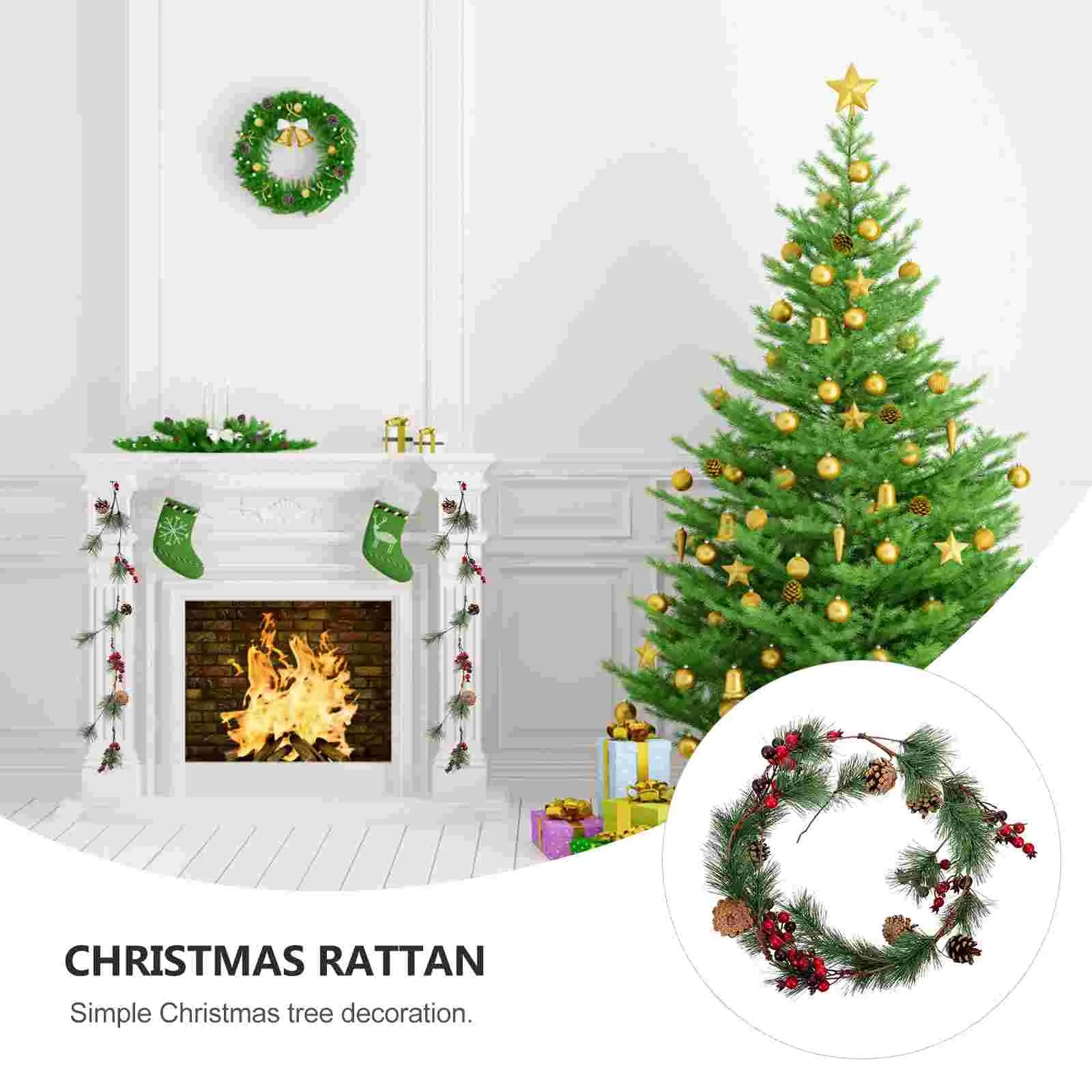 Home Decor Christmas Decoration Rattan Photo Prop Wreath Ornament Decorative Festival Xmas Simulation