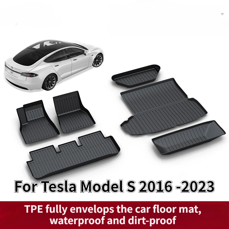 

For Tesla Model S 2018 2021 2023 Dedicated Foot Pads Fully Surrounded By 3D Foot Pads Waterproof TPE Carpet Car Accessories