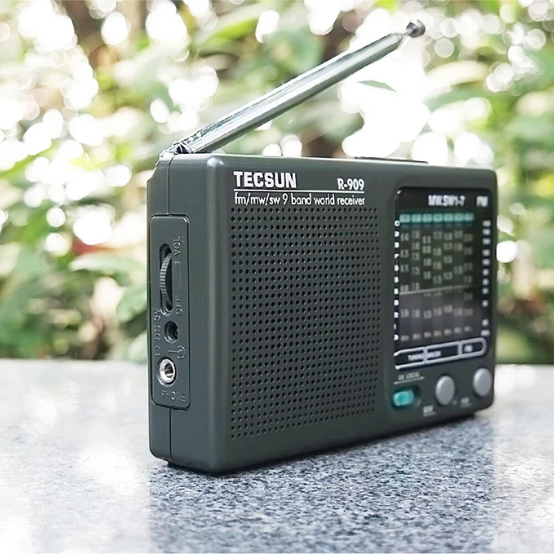 Tecsun R-909 Radio Portable Radio FM MW(AM) SW(Shortwave) 9 Bands 360 Degree Rotary Rod Antenna World Receiver