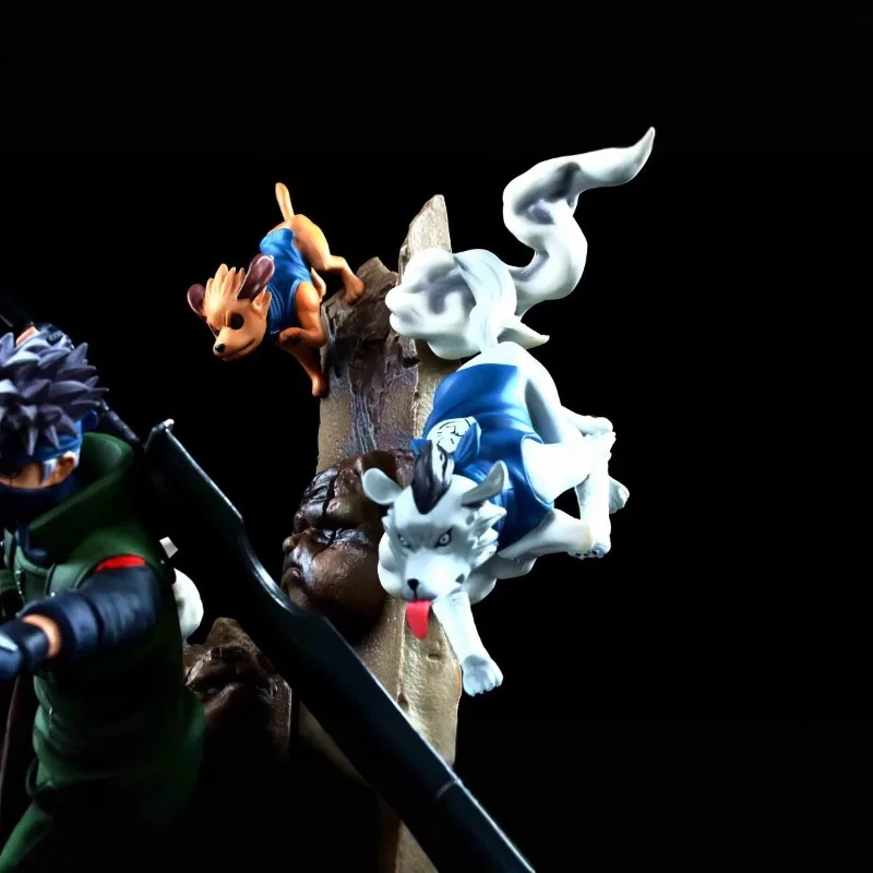 37m figuras dos desenhos animados hatake kakashi cão estátua de duas cabeças anime coleção modelo ornamento de mesa decorações presentes de férias brinquedos