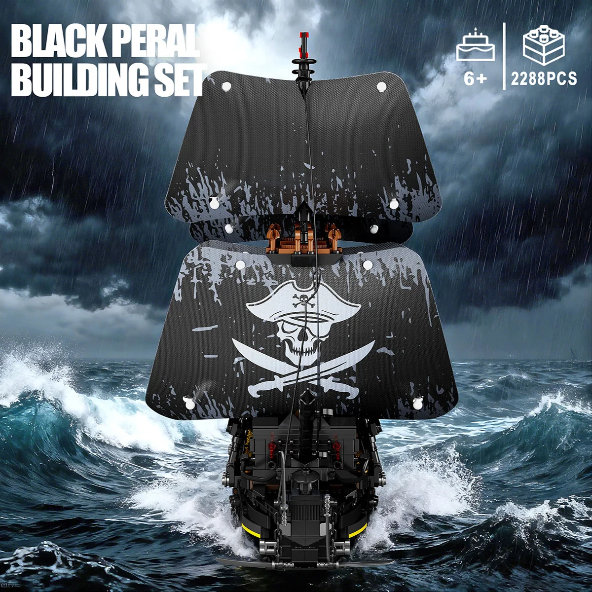 

2288PCS Pirate Ship Model Building Blocks Toy Black pirate ship Puzzle Bricks Sets Educational Toys Desktop Ornament Gifts