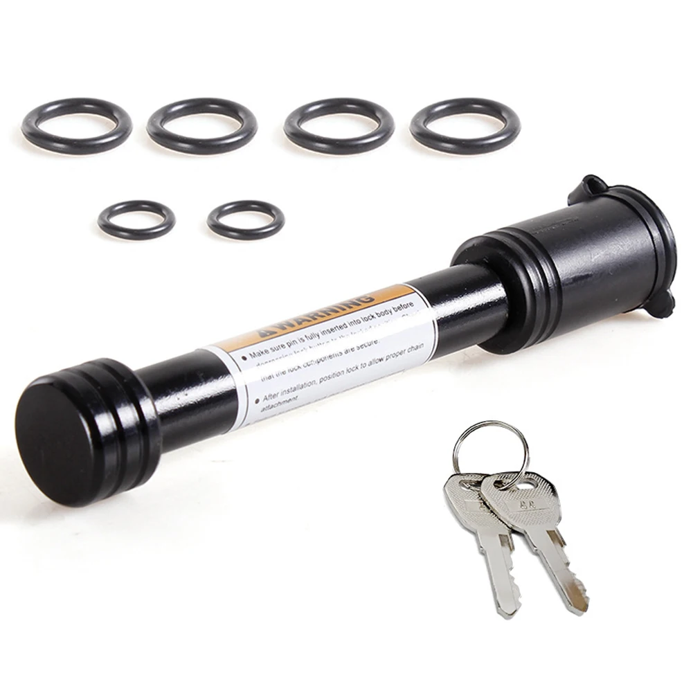 Trailer Hitch Lock Fits 2 Inch Receiver Tow Receiver Hitch Lock 5/8 Inch Pin Anti-Rattle O-Rings for Tow Truck Boat Bike