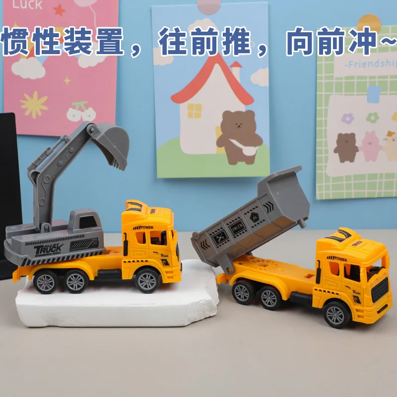 2 pièces Simulation inertie ingénierie voiture jouet résistant aux chutes modèle de voiture en plastique mélangeur camion saleté camion pelle amusant tirer voiture