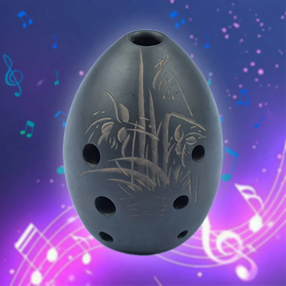 Traditional 8 Hole Ocarina Musical Instrument Beautifully Handcrafted Black Xun for Beginners and Music Enthusiasts
