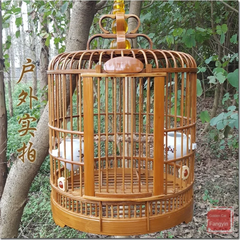 Exquisite Kaili Bird Cage Large Size Bamboo Thrush Birdcage Mynah Cage Accessories for Home Decoration Elegant Bird Home